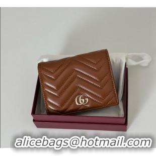 Market Sells Gucci GG Marmont Leather Small Wallet 466492 Brown 2025