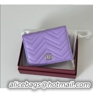 Best Product Gucci GG Marmont Leather Small Wallet 466492 Purple 2025