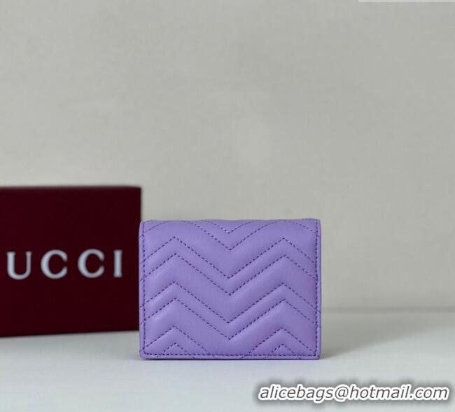 Best Product Gucci GG Marmont Leather Small Wallet 466492 Purple 2025