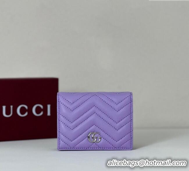 Best Product Gucci GG Marmont Leather Small Wallet 466492 Purple 2025
