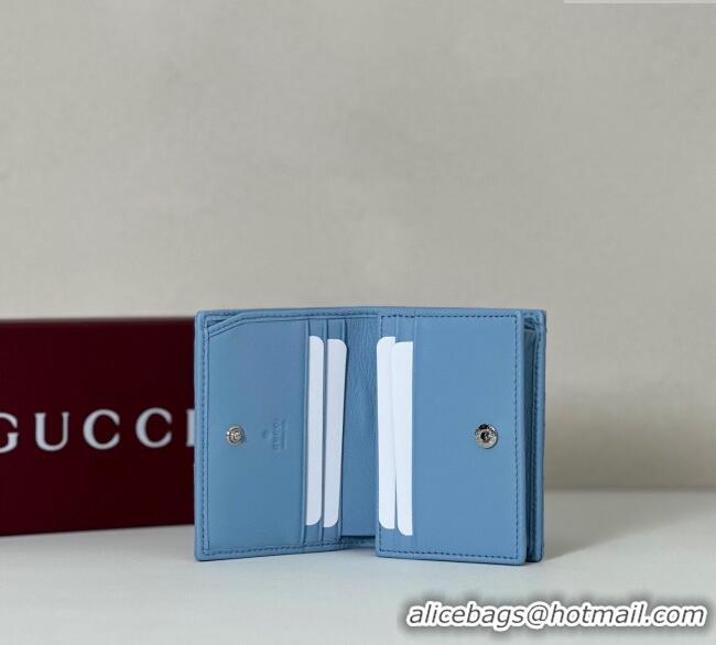 Top Design Gucci GG Marmont Leather Small Wallet 466492 Light Blue 2025