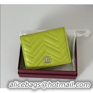 Famous Brand Gucci GG Marmont Leather Small Wallet 466492 Bright Green 2025