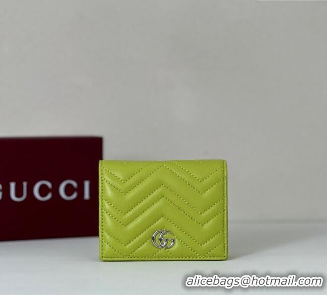 Famous Brand Gucci GG Marmont Leather Small Wallet 466492 Bright Green 2025
