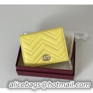 Modern Classic Gucci GG Marmont Leather Small Wallet 466492 Yellow 2025