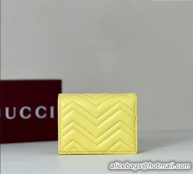 Modern Classic Gucci GG Marmont Leather Small Wallet 466492 Yellow 2025