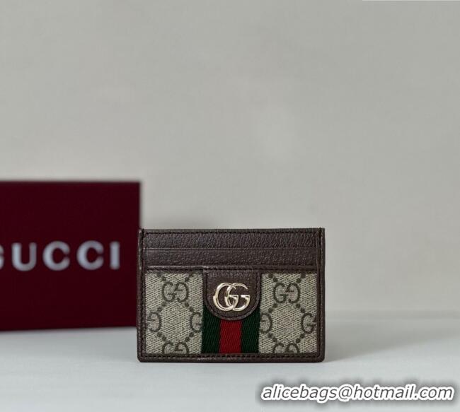 Low Cost Gucci Ophidia GG Canvas Card Case Wallet 838486 Beige/Brown 2025