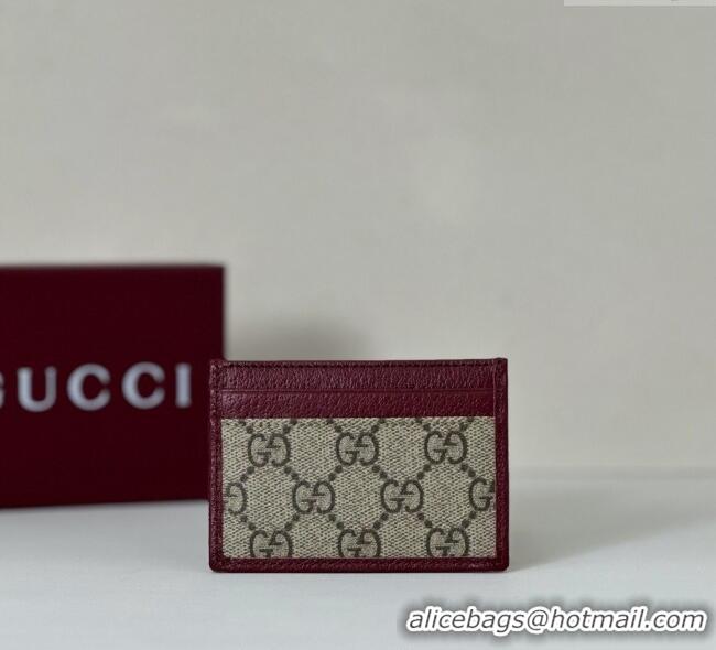 Luxury Classic Gucci Ophidia GG Canvas Card Case Wallet 838486 Beige/Ancora Red 2025