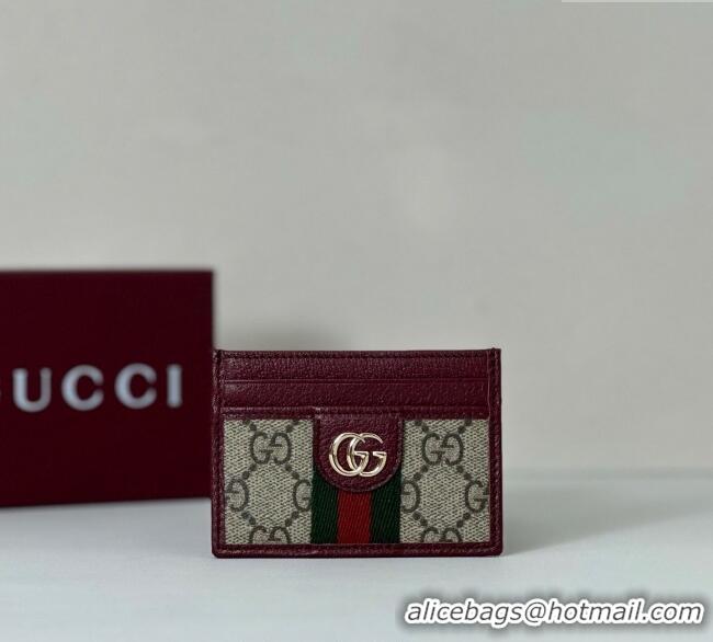 Luxury Classic Gucci Ophidia GG Canvas Card Case Wallet 838486 Beige/Ancora Red 2025
