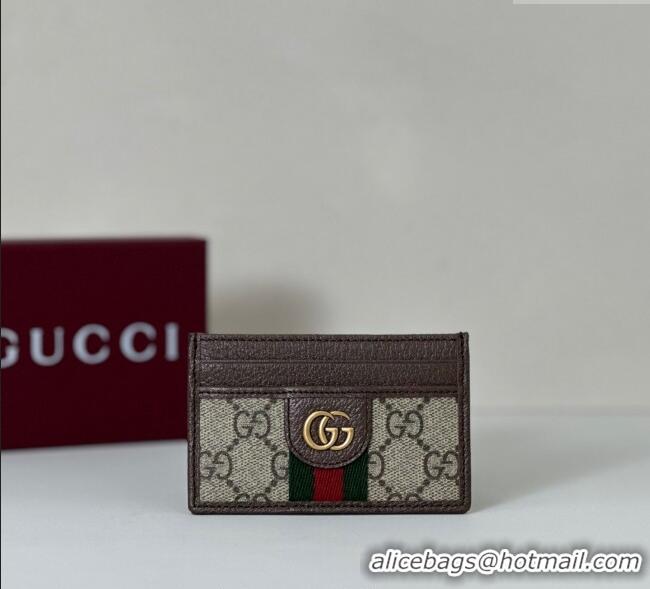 Good Taste Gucci Ophidia GG Canvas Card Case Wallet 834795 Beige/Brown 2025