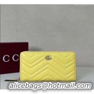 Top Quality Gucci GG Marmont Leather Zip Around Wallet 837758 Yellow 2025