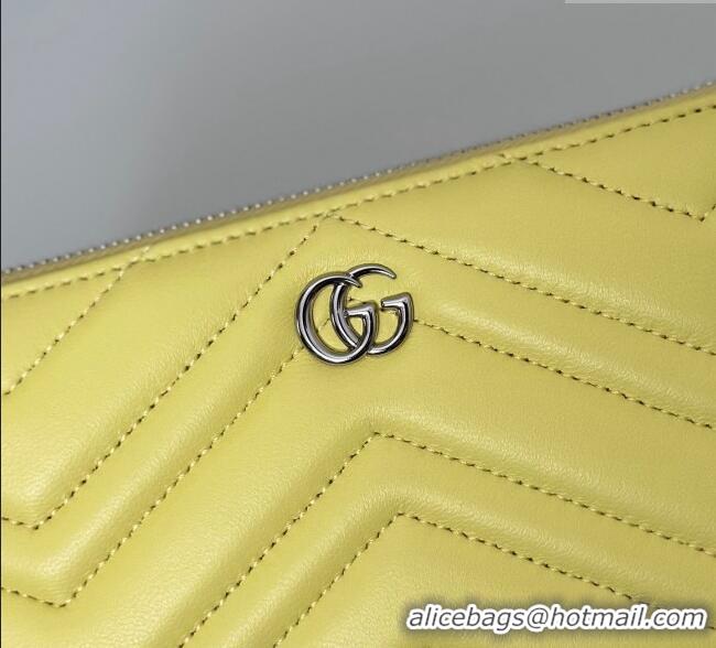 Top Quality Gucci GG Marmont Leather Zip Around Wallet 837758 Yellow 2025
