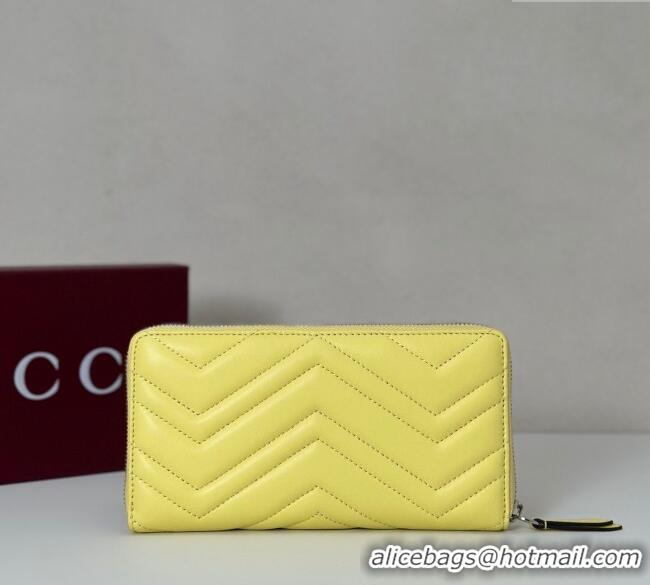 Top Quality Gucci GG Marmont Leather Zip Around Wallet 837758 Yellow 2025