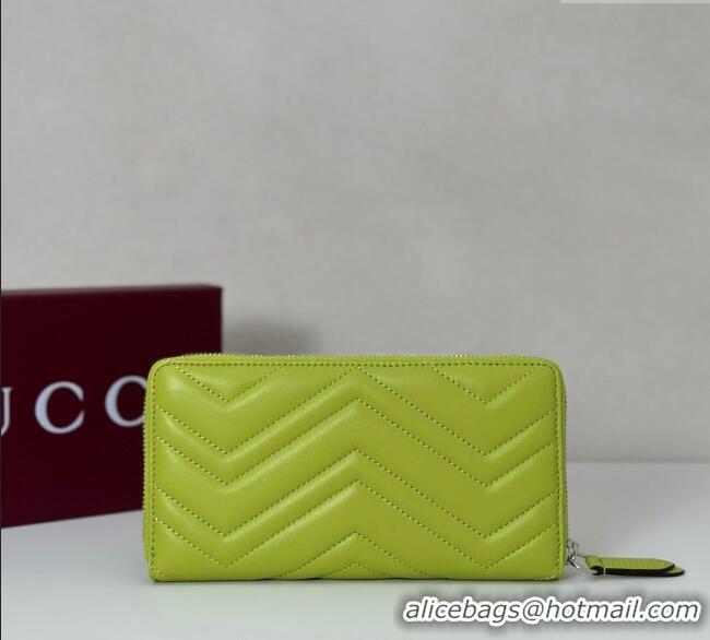 Spot Bulk Gucci GG Marmont Leather Zip Around Wallet 837758 Bright Green 2025