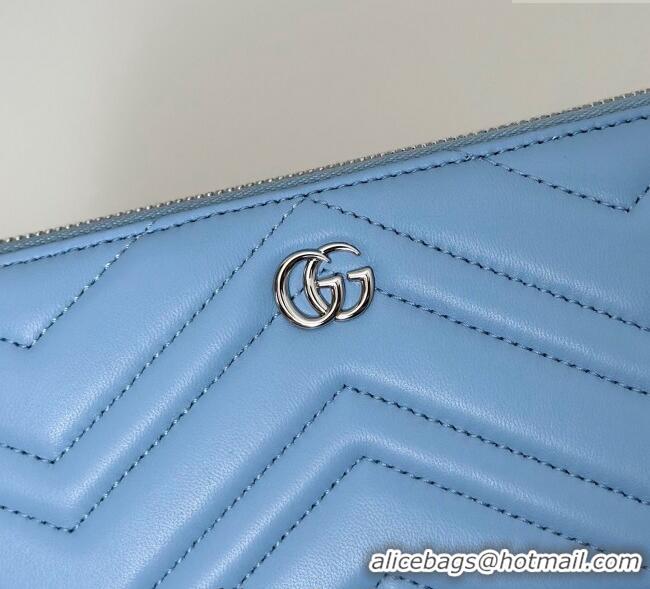 New Product Gucci GG Marmont Leather Zip Around Wallet 837758 Light Blue 2025