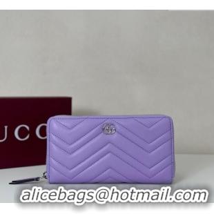 Classic Discount Gucci GG Marmont Leather Zip Around Wallet 837758 Purple 2025
