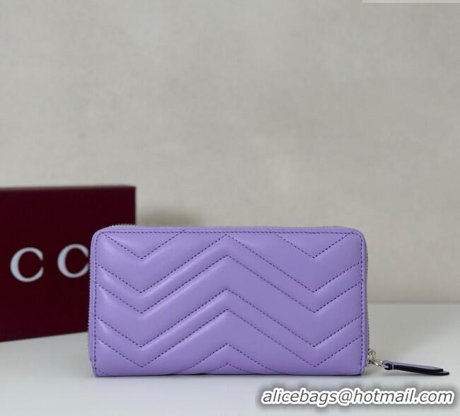 Classic Discount Gucci GG Marmont Leather Zip Around Wallet 837758 Purple 2025