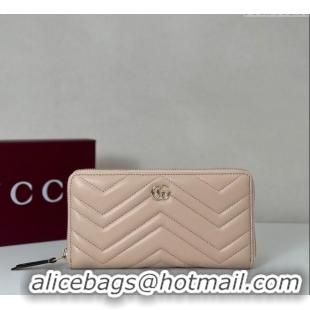Inexpensive Gucci GG Marmont Leather Zip Around Wallet 837758 Light Pink 2025