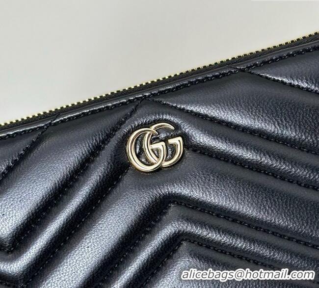 Top Design Gucci GG Marmont Leather Zip Around Wallet 837758 Black 2025