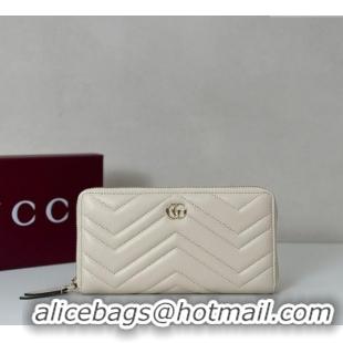 Well Crafted Gucci GG Marmont Leather zip around wallet 837758 White 2025