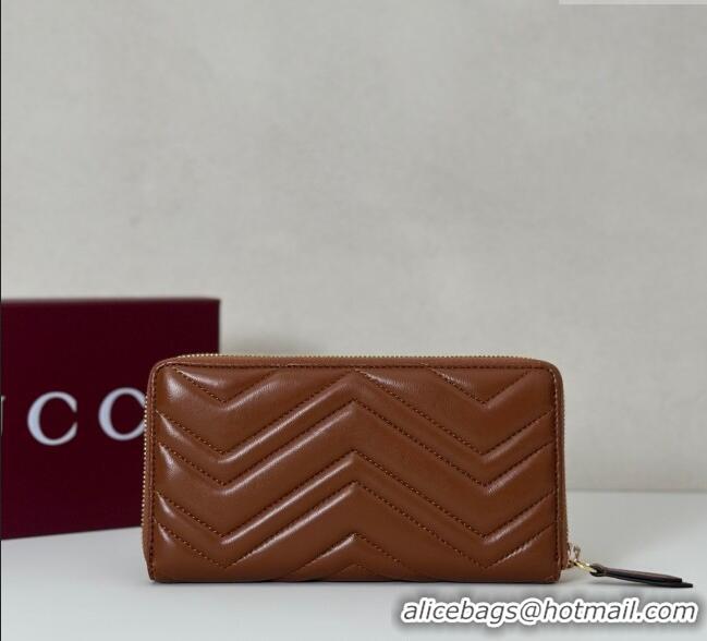 High Quality Gucci GG Marmont Leather zip around wallet 837758 Brown 2025
