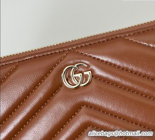 High Quality Gucci GG Marmont Leather zip around wallet 837758 Brown 2025