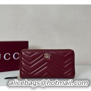 Grade Design Gucci GG Marmont Leather zip around wallet 837758 Ancora Red 2025