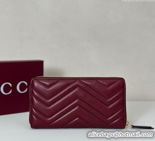 Grade Design Gucci GG Marmont Leather zip around wallet 837758 Ancora Red 2025