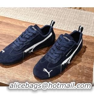 Good Looking Puma x Balenciaga Winter 25 Runway Sneakers in Suede Blue 0604068