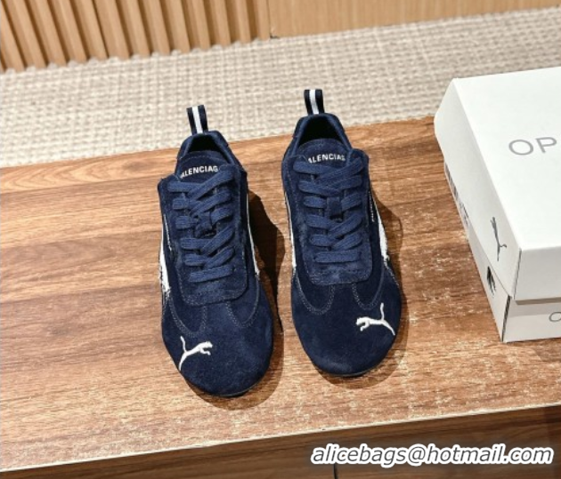 Good Looking Puma x Balenciaga Winter 25 Runway Sneakers in Suede Blue 0604068