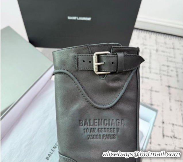 Unique Style Balenciaga Venom Short Boots in Calfskin with Buckle Strap Black 0708114
