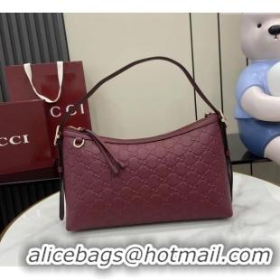 Market Sells Gucci GG Emblem Leather Medium Shoulder Bag 847449 Ancora Red 2025