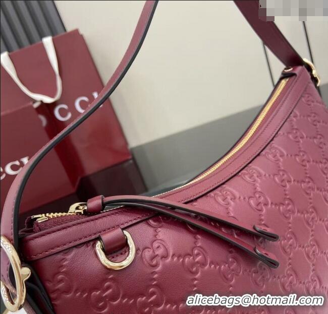 Market Sells Gucci GG Emblem Leather Medium Shoulder Bag 847449 Ancora Red 2025