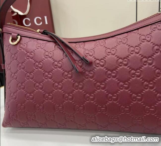 Market Sells Gucci GG Emblem Leather Medium Shoulder Bag 847449 Ancora Red 2025
