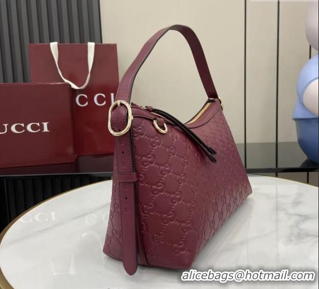 Market Sells Gucci GG Emblem Leather Medium Shoulder Bag 847449 Ancora Red 2025