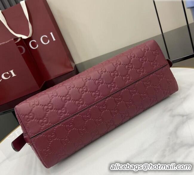 Market Sells Gucci GG Emblem Leather Medium Shoulder Bag 847449 Ancora Red 2025