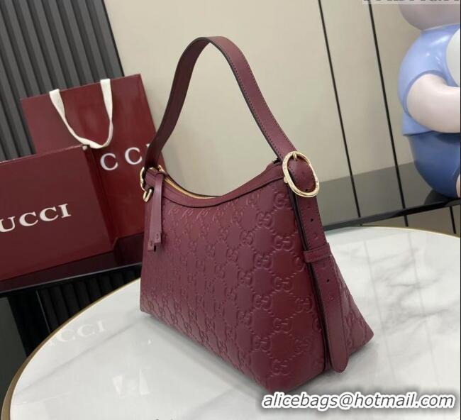 Market Sells Gucci GG Emblem Leather Medium Shoulder Bag 847449 Ancora Red 2025