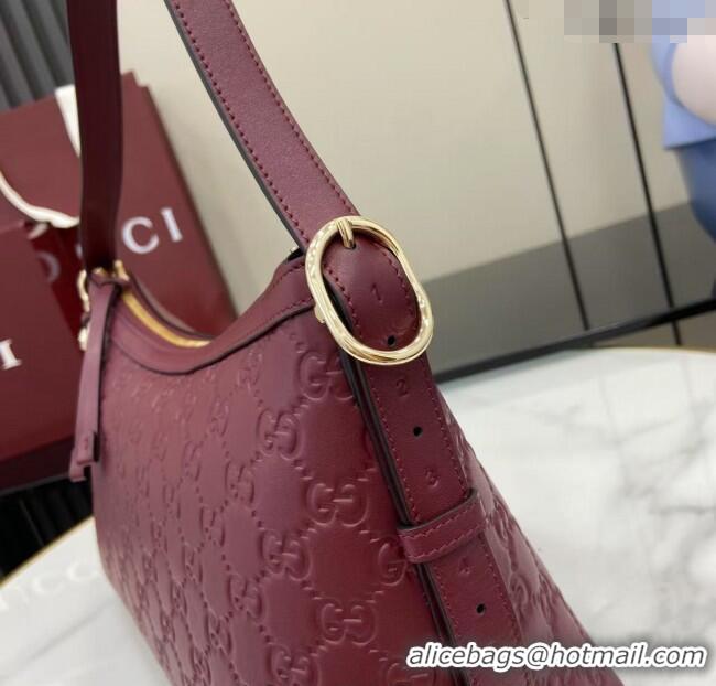 Market Sells Gucci GG Emblem Leather Medium Shoulder Bag 847449 Ancora Red 2025