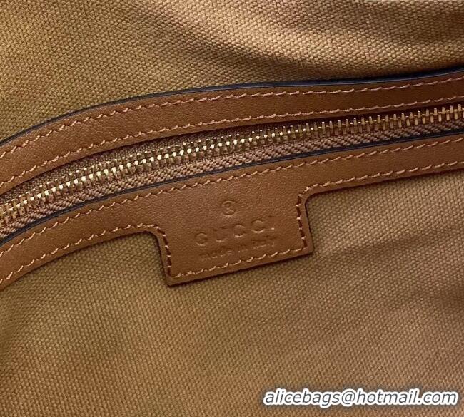 Top Quality Gucci GG Emblem Leather Medium Shoulder Bag 847449 Brown 2025