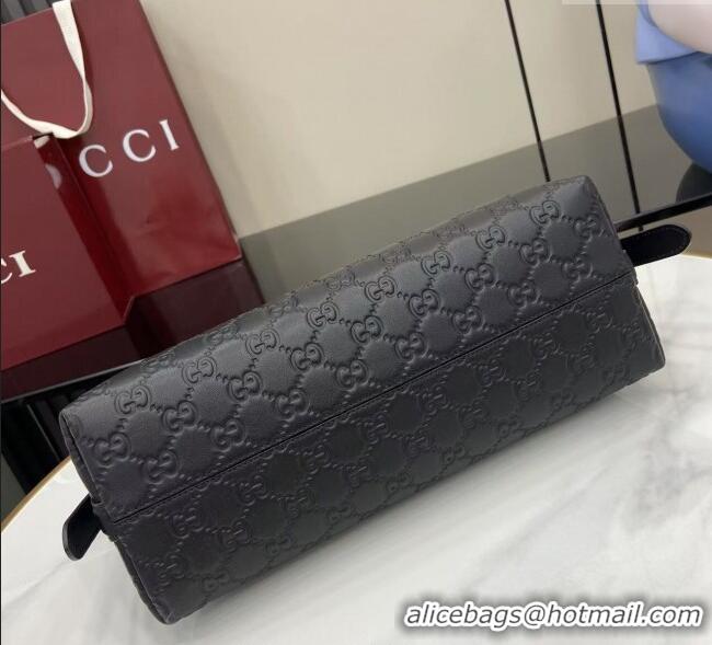 New Fashion Gucci GG Emblem Leather Medium Shoulder Bag 847449 Black 2025