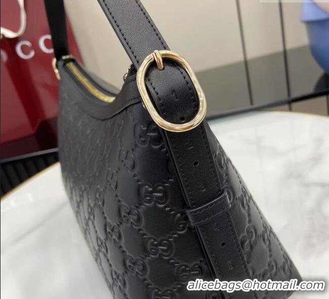 New Fashion Gucci GG Emblem Leather Medium Shoulder Bag 847449 Black 2025