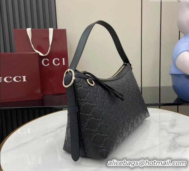 New Fashion Gucci GG Emblem Leather Medium Shoulder Bag 847449 Black 2025