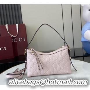 Best Quality Gucci GG Emblem Leather Small Shoulder Bag 847450 Light Pink 2025