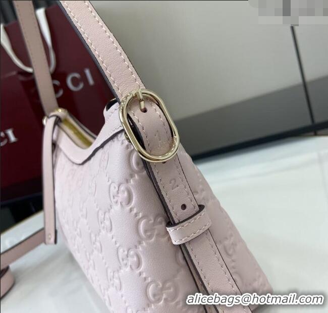 Best Quality Gucci GG Emblem Leather Small Shoulder Bag 847450 Light Pink 2025