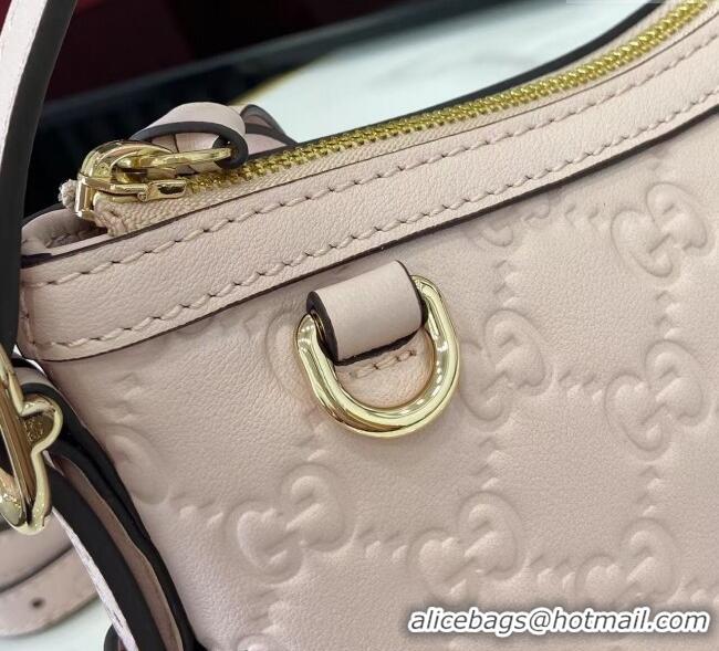 Best Quality Gucci GG Emblem Leather Small Shoulder Bag 847450 Light Pink 2025