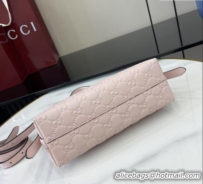 Best Quality Gucci GG Emblem Leather Small Shoulder Bag 847450 Light Pink 2025