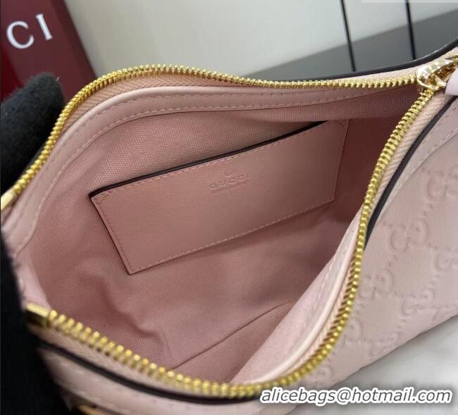 Best Quality Gucci GG Emblem Leather Small Shoulder Bag 847450 Light Pink 2025