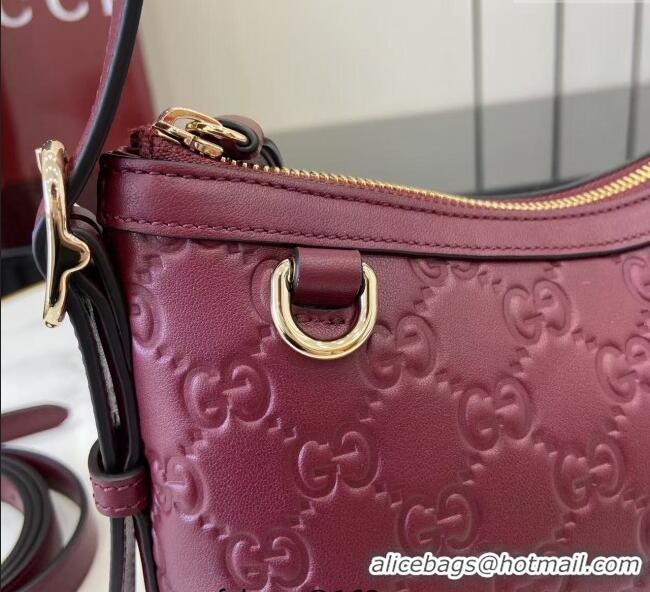 Promotional Gucci GG Emblem Leather Small Shoulder Bag 847450 Ancora Red 2025