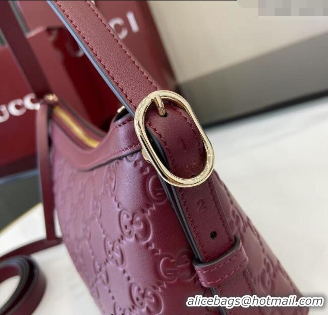 Promotional Gucci GG Emblem Leather Small Shoulder Bag 847450 Ancora Red 2025