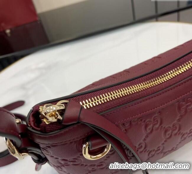 Promotional Gucci GG Emblem Leather Small Shoulder Bag 847450 Ancora Red 2025