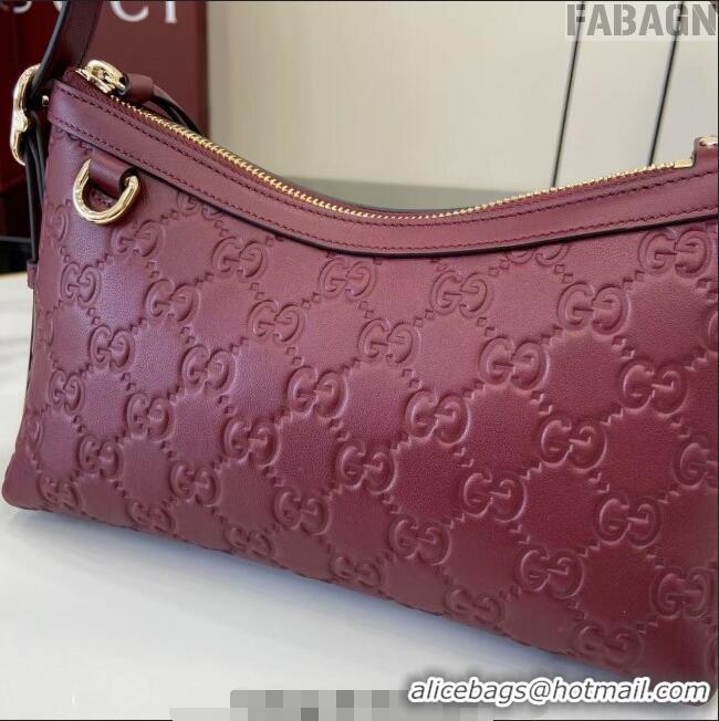 Promotional Gucci GG Emblem Leather Small Shoulder Bag 847450 Ancora Red 2025